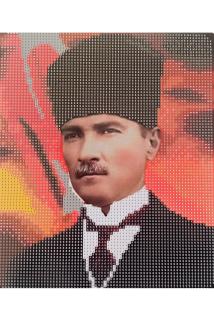 Atatürk boncuklu goblen pano mustafa kemal atatürk mozaik elmas taşlı pano 21x25 çocuklar için